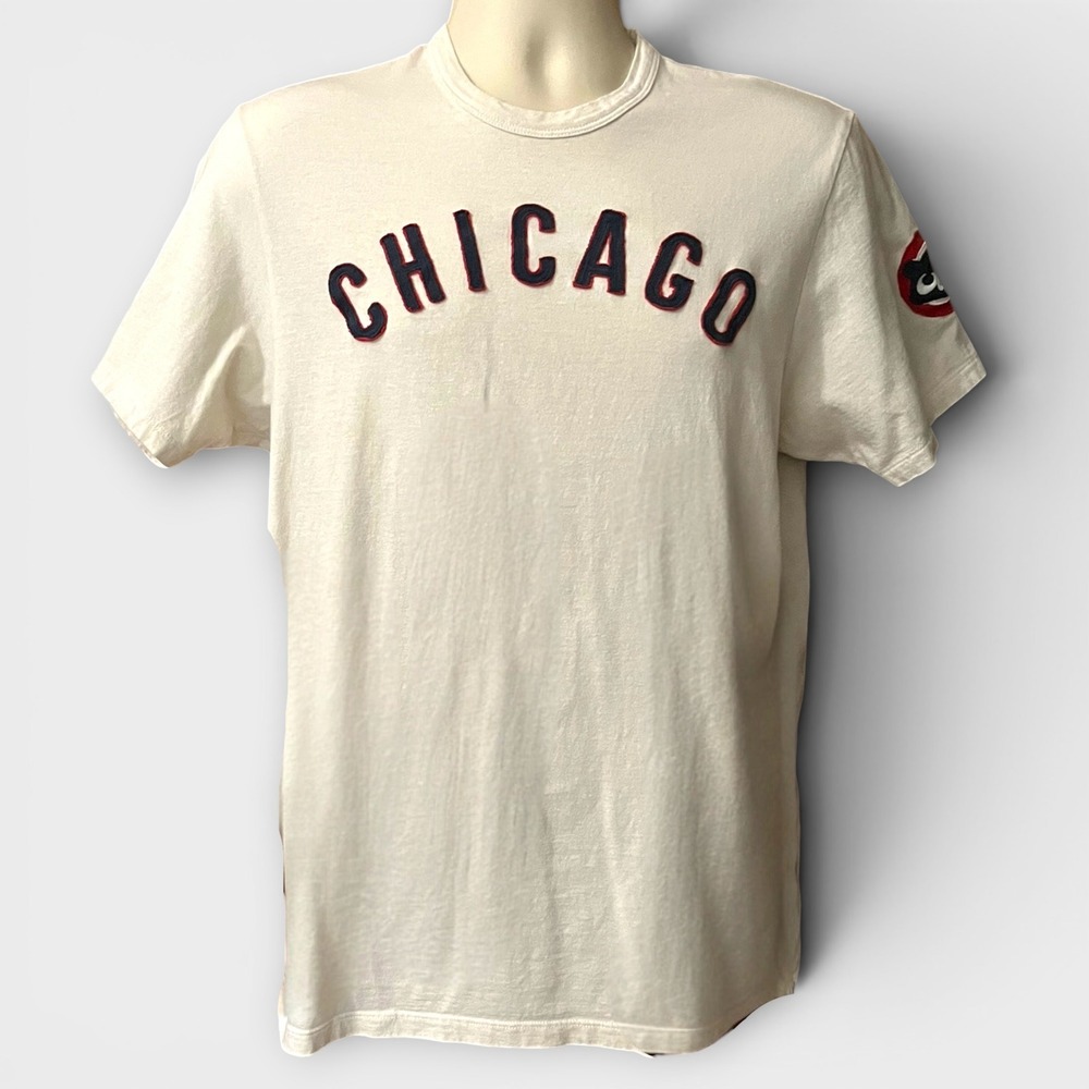 '47 BRAND Cream Chicago Cubs Distressed Graphic Front Lived In Feel T-Shirt